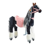 Jazdiaci mechanický kôň Ponnie Domino M s ružovým sedlom