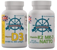 Navigator Vitamín D3 365kaps. + K2 MK-7 180kaps Odolnosť Britská kvalita
