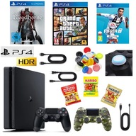 KONSOLA PLAYSTATION 4 PS4 SLIM 1TB 1000GB + 2x PAD + 3 GRY - MEGA ZESTAW