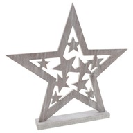 Szürke fa csillag karácsonyi dísz ajándék nádhoz 40 cm