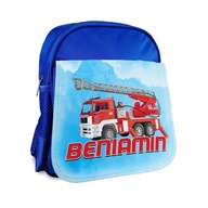 Plecak dla przedszkolaka - Straż pożarna z imieniem-różne kolory. Niebieski