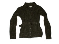 ZŁOTY brokatowy sweter kardigan ŚWIĘTA khaki 158