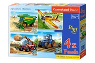 PUZZLE 4V1 PRE DETI POĽNOHOSPODÁRSKE STROJE DEDINA FARMA TRAKTOR LIETADLO 4+ CASTOR