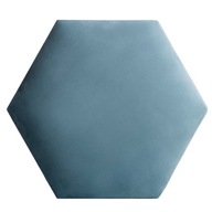 Panel Čalúnený nástenný Hladký hexagon voštinový plást modrý 30x26 cm