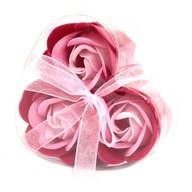 Zestaw 3 mydlanych różowych róż Dzień Mamy Matki