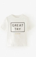 ZARA KIDS T-SHIRT BIAŁY Z NADRUKIEM 122cm 1VAJ