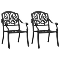 Záhradné stoličky 2 ks liaty hliník čierne
