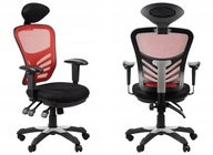 Krzesło Biurowe JONATHAN 2 Czerwone Ergonomiczne Obrotowe Siatka Tkanina