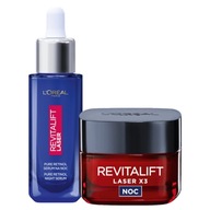 Zestaw Loreal Revitalift: krem do twarzy na noc, serum z retinolem na noc