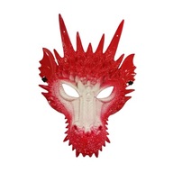Dragon Cosplay Mask Props 3D pokrývka hlavy Fantasy realistická strašidelná červená biela