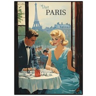 Plakat Romantyczny PARYŻ Francja Lata 60-te 50x70