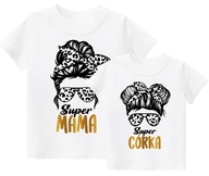 Zestaw koszulek t-shirt Super Mama Super Córka 98