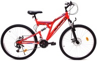 MTB bicykel Olpran Laser Full Disc rám 18 palcov koleso 26 " červená