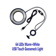 USB gęsiej szyi regulowany 144 64 LED pierścień ciepłe zimne światło~3108