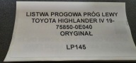 moulding threshold threshold left TOYOTA HIGHLANDER IV 19- original 75850-0E040