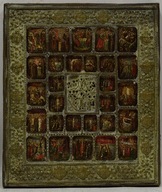 XIXw Stara ikona Sceny z życia Jezusa Chrystusa 31x27cm