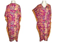 Etno boho plus size sukienka plażowa tunika róż 52