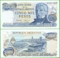 ARGENTÍNA 5000 PESOS ND 1977/1989 P-305b(1) UNC