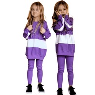Fioletowy komplet 3 częściowy bluza, top, legginsy Qba Kids 152