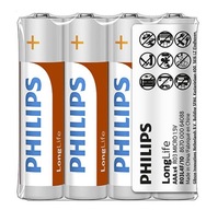 Baterie PHILIPS LongLife AAA R03 cienkie 4 sztuki