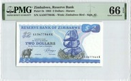 Banknot 2 Dolary Zimbabwe z 1983 roku Harare Wysoki Grading PMG 66 Ideał