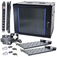 Szafa RACK 9U 600x450 19 Cali WISZĄCA + półka + listwa zasilająca