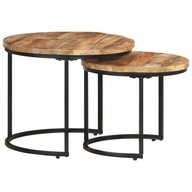 vidaXL Zasúvacie stoly pod seba, 2 ks, surové mangovníkové drevo