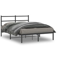 Kovový rám postele s čelom čierny 140x200 cm