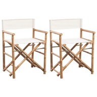 vidaXL Skladacia režisérska stolička, bambus a plátno, 2 kusy, 41895