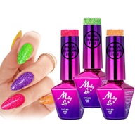 ZESTAW 3x5g LAKIERY HYBRYDOWE FLASHING NEON BROKAT HEMA FREE wybierz kolory