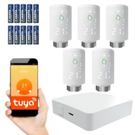 5x Głowica Termostatyczna Sterownik SMART + Bramka Zigbee 3.0 Tuya WiFi