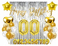 Zestaw Balonów dekoracji kurtyna srebrna cyfre 0-99 Dowolne Urodziny Baner