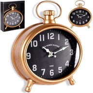 Zegar BUDZIK ŚCIENNY złoty czarny dekoracyjny ozdobny wiszący na ścianę