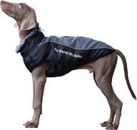 Kurtka dla psa ubranko ocieplane wodoodporne z szelkami czarno szare XL