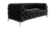 Obszerna Designerska Pikowana sofa 2-osobowa Chesterfield Chelsea Czarny