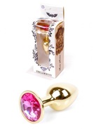 Stalowy korek analny plug złoty sex kryształ 7cm różowy Boss Series HeavyFu