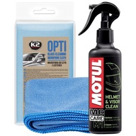 Čistiaci prostriedok Motul 102992 + K2 Odvlhčovacie mikrovlákno na sklá a zrkadlá 40x40cm (M430)