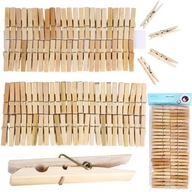 100x Pracky na bielizeň bambusové drevené žabky sponky na odevy