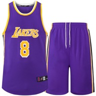 Strój koszykarski Lakers nr 8 Kobe z haftowaną koszulką i okrągłym dekoltem