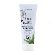 Oriflame Osviežujúca maska a scrub 2 v 1 Love Nature s organickým aloe vera