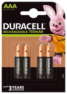 4x akumulatorki Duracell Recharge R03 AAA 750 mAh