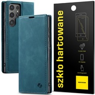 Flipové puzdro Spacecase pre Samsung Galaxy S24 Ultra Wallet modré + Tvrdené sklo Spacecase pre Samsung Galaxy S24 Ultra 1 ks