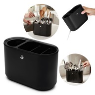 CSEPEGTETŐ EVŐESZKÖZ RENDSZEREZŐ KONYHAI FÉM TARTÁLY ÁLLVÁNY FEKETE MATT