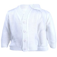 Sweterek biały serek gładki rozpinany guziki chrztu niebieski chłopca 80