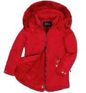 Zimná bunda s kožušinovým kabátom teplá červená 152