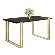 Rozkladací stôl ACTON GOLD na zlatých nohách čierny molet 160x90