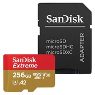 SANDISK MICROSDXC 256GB EXTREME UHS-3 V30 ODCZYT 190 ZAPIS 130 MB/S