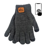 Sivé dvojité rukavice dvojvrstvové dotykové pre telefóny 22 cm 164 170