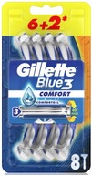 Maszynki jednorazowe do golenia Gillette Blue 3 Comfort 8 sztuk 6+2