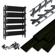 Mozgatható deszkák Fekete 5 db Shutters rendszer HDPE Terasz redőnyök Grafit